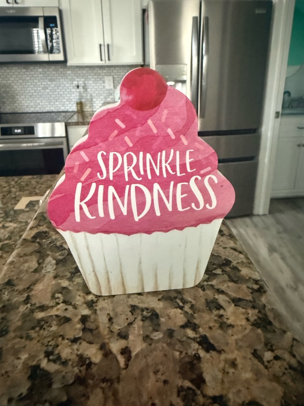 Sprinkle Kindness Pink Cupcake Wooden Sign - Home Party Decor